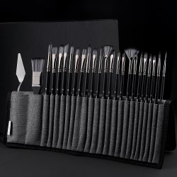 Pensels�t i foldeetui m. Sort Skaft - 25-dele