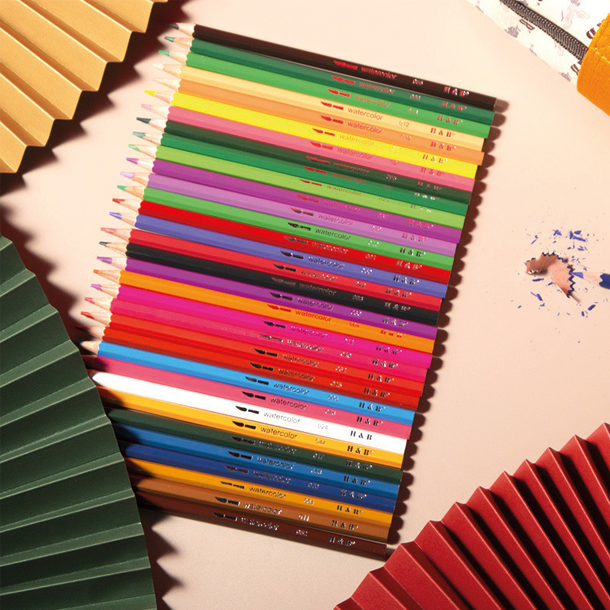 H&B Akvarelblyanter i Rulle-etui - 72-Pak