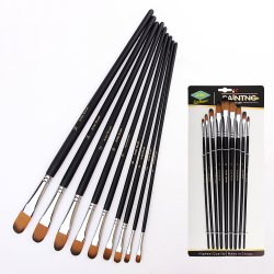 Artist Brush Langskaftet Penselst 9-Pak - Sort, Oval