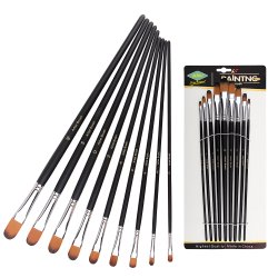 Artist Brush Langskaftet Penselst 9-Pak - Sort, Oval