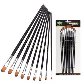 Artist Brush Langskaftet Penselst 9-Pak - Sort, Oval