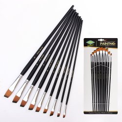 Artist Brush Langskaftet Penselst 9-Pak - Sort, Skrskret