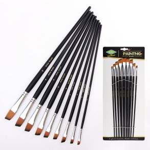 Artist Brush Langskaftet Penselst 9-Pak - Sort, Skrskret