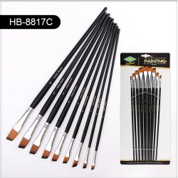 Artist Brush Langskaftet Penselst 9-Pak - Sort, Skrskret