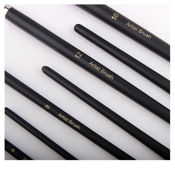 Artist Brush Langskaftet Penselst 9-Pak - Sort, Skrskret