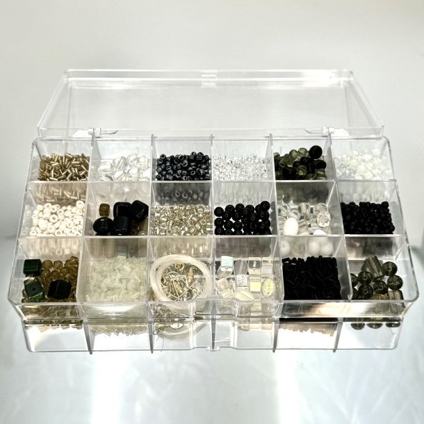 Glasperlest - Sort &amp; Hvid Mix