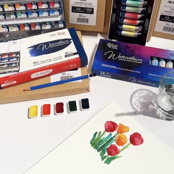 Rosa Basis Akvarel Pakke