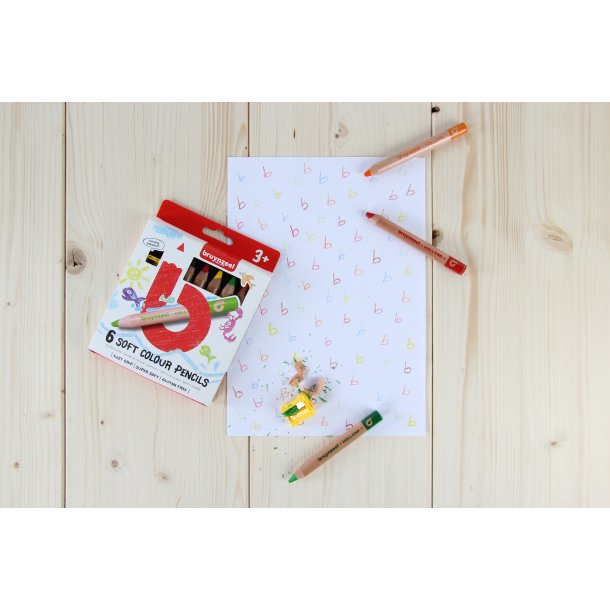 Bruynzeel Blde Voksfarveblyanter til Brn, 6-pak