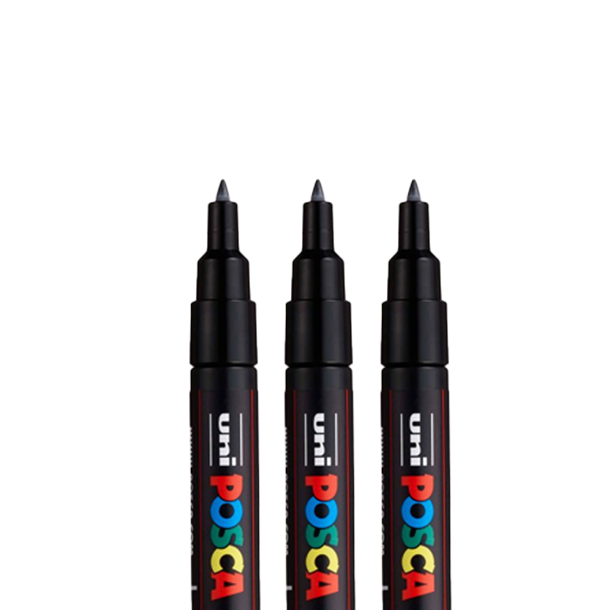 3 x Posca PC-1M - Black