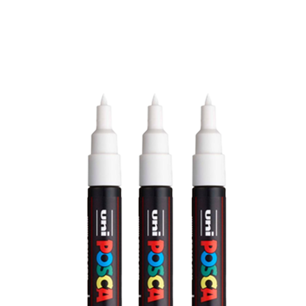 3 x Posca PC-1M - White