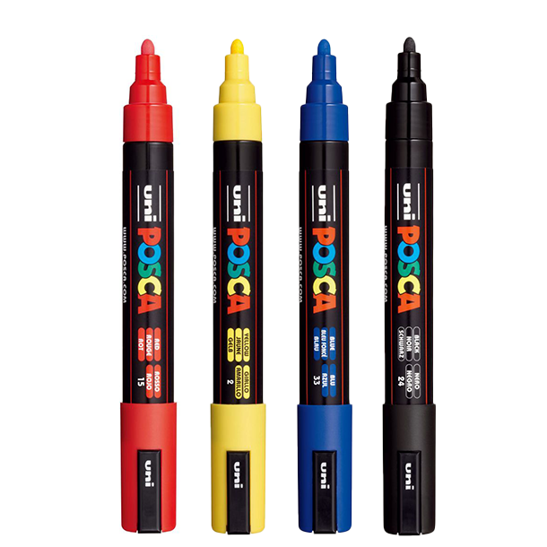 POSCA PC-5M 1,8-2,5mm 4-Pak Basisfarver