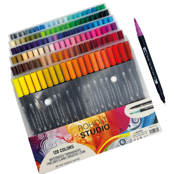 Roholt Studio, 120 Dobbeltendede Vandbaserede Brushpens