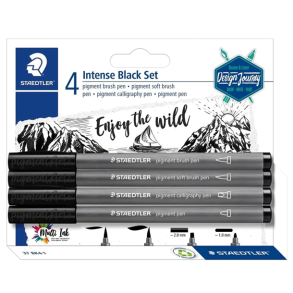 Staedtler Pigment Pen S�t, Intense Black - 4-Pak
