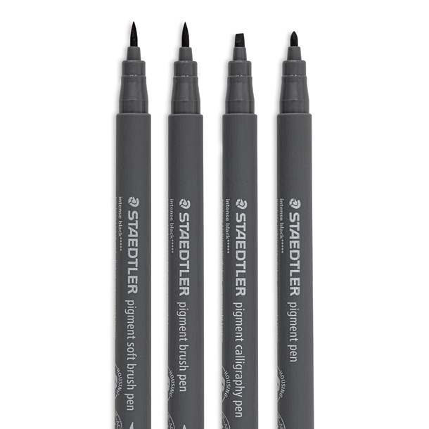 Staedtler Pigment Pen S�t, Intense Black - 4-Pak