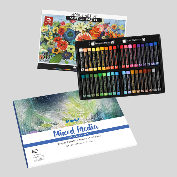 Mobee Oliepastelpakke + Mixed Media Pad