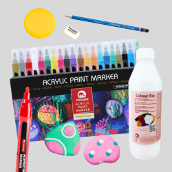 Mobee Stenmalingspakke - Akryltusch 20-Pak + Lak