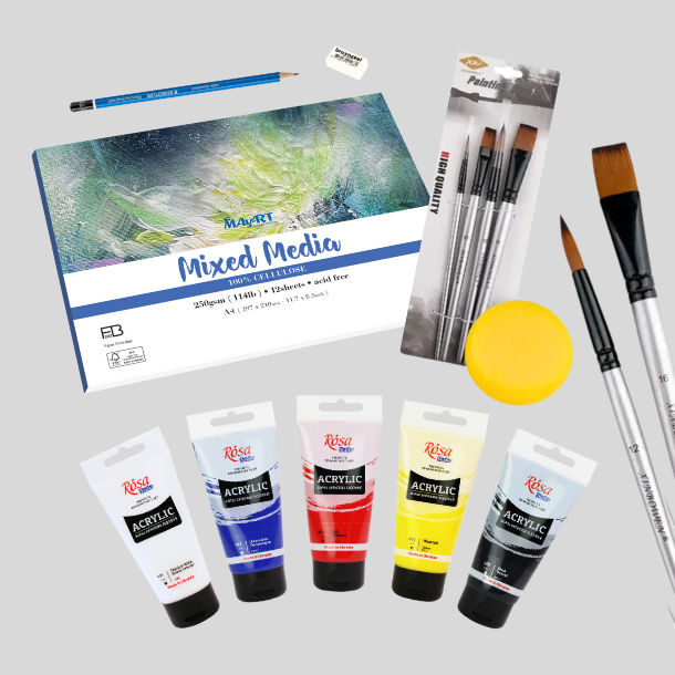 Rosa Basis Akryl Pakke - 5x75ml.