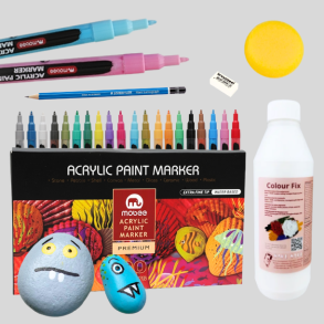 Mobee Stenmalingspakke - Akryltusch 20-Pak Extra fine tip + Lak