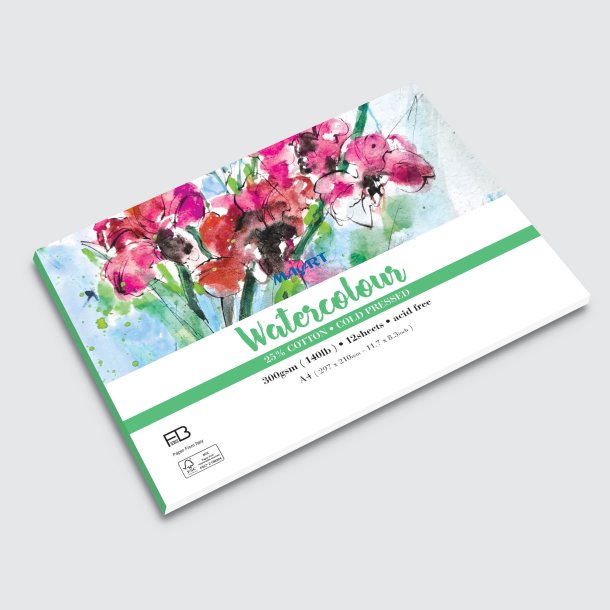 Fabriano Watercolor Paperpad Koldpresset 300G, 25% Bomuld A3