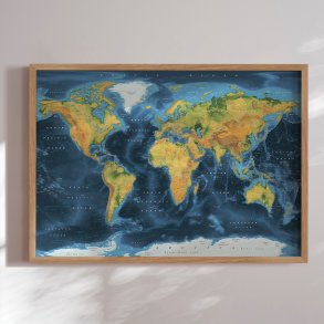 Verdenskort Plakat - Cobalt