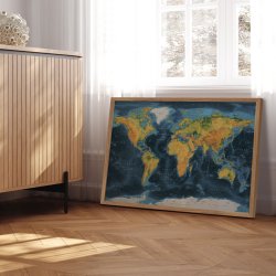 Verdenskort Plakat - Cobalt