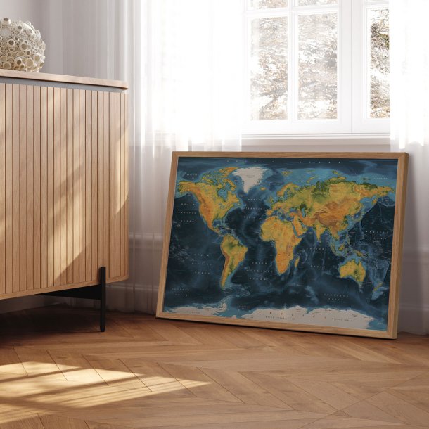 Verdenskort Plakat - Cobalt