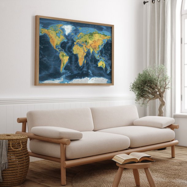 Verdenskort Plakat - Cobalt