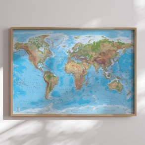 Indrammet Verdenskort - Clarity - Egetrsramme