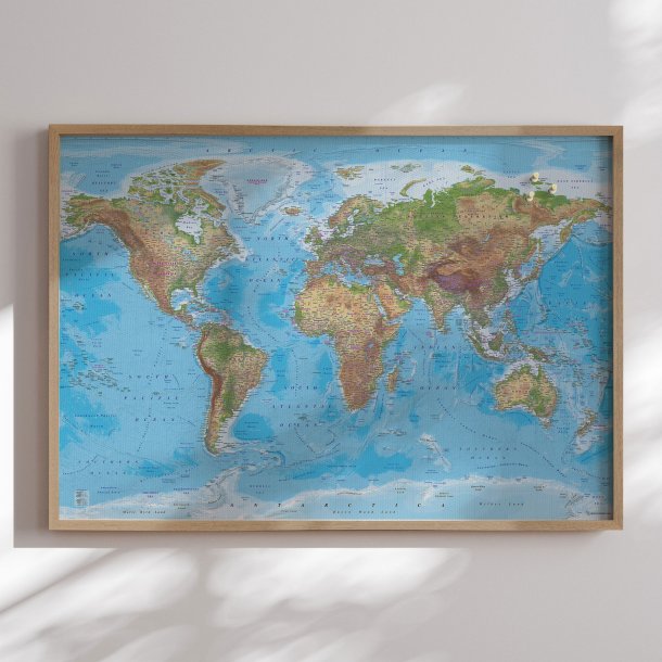 Opslagstavle Verdenskort - Clarity - Egetrsramme