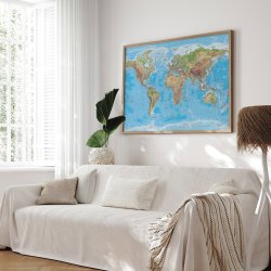 Opslagstavle Verdenskort - Clarity - Egetrsramme