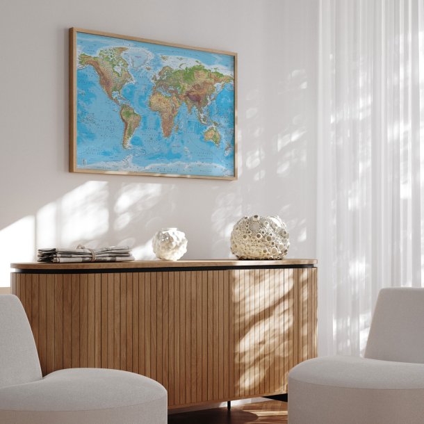 Opslagstavle Verdenskort - Clarity - Egetrsramme