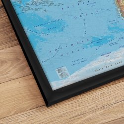 Indrammet Verdenskort - Clarity- Sort ramme