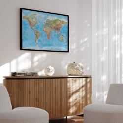 Indrammet Verdenskort - Clarity- Sort ramme