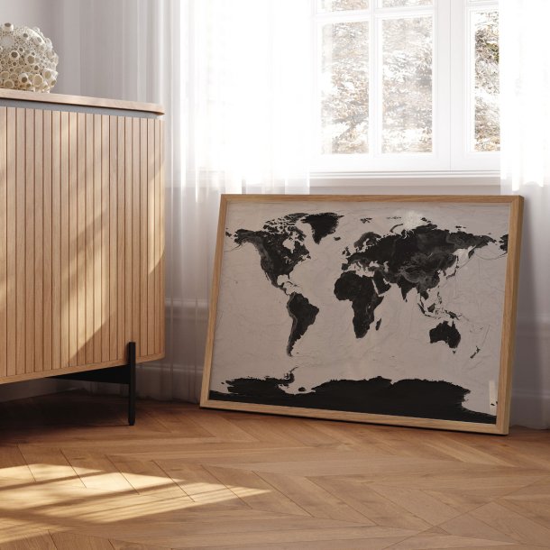 Verdenskort Plakat - Grey Current