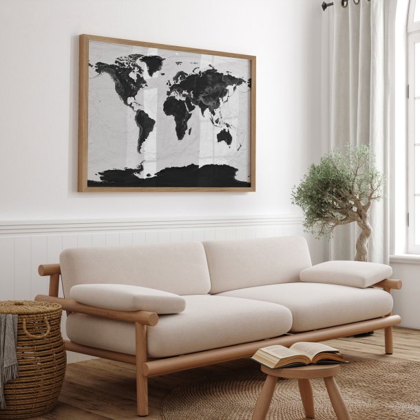 Verdenskort Plakat - Grey Current