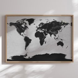 Opslagstavle Verdenskort - Grey Current - Egetrsramme