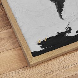 Opslagstavle Verdenskort - Grey Current - Egetrsramme