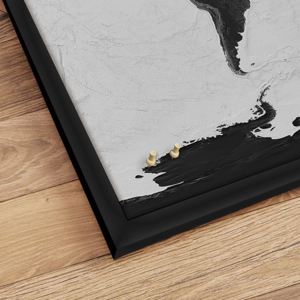 Opslagstavle Verdenskort -  Grey Current - Sort ramme