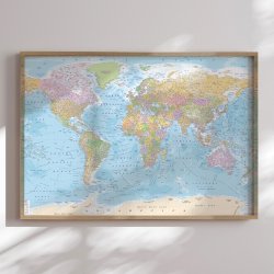 Indrammet Verdenskort- Political - Egetrsramme