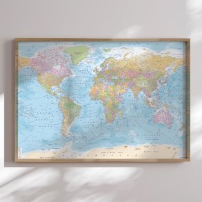 Indrammet Verdenskort- Political - Egetrsramme