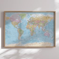 Opslagstavle Verdenskort - Political - Egetrsramme