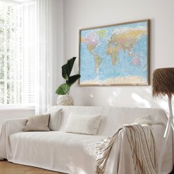 Indrammet Verdenskort- Political - Egetrsramme