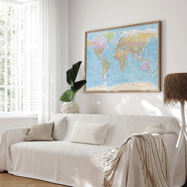 Opslagstavle Verdenskort - Political - Egetrsramme