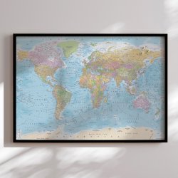 Opslagstavle Verdenskort - Political - Sort ramme