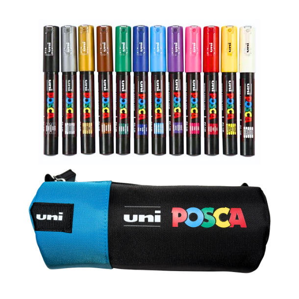 POSCA PC-1M Penalhus Sortiment - Lys Bl�