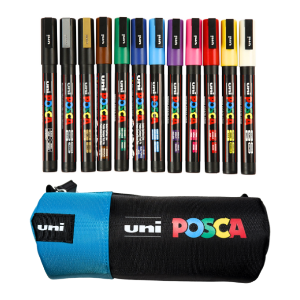 POSCA PC-3M Penalhus Sortiment - Lys Bl