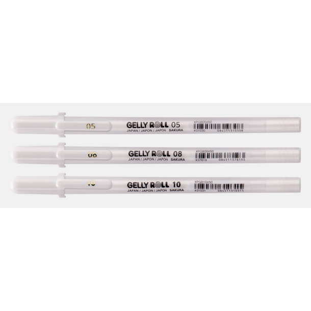 Gelly Roll Basic 3-Pak - White Fine, medium, bold