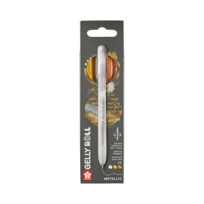 Sakura Gelly Roll Metallic Retractable Gel Pens, 3-Pack Gold-Silver-Copper