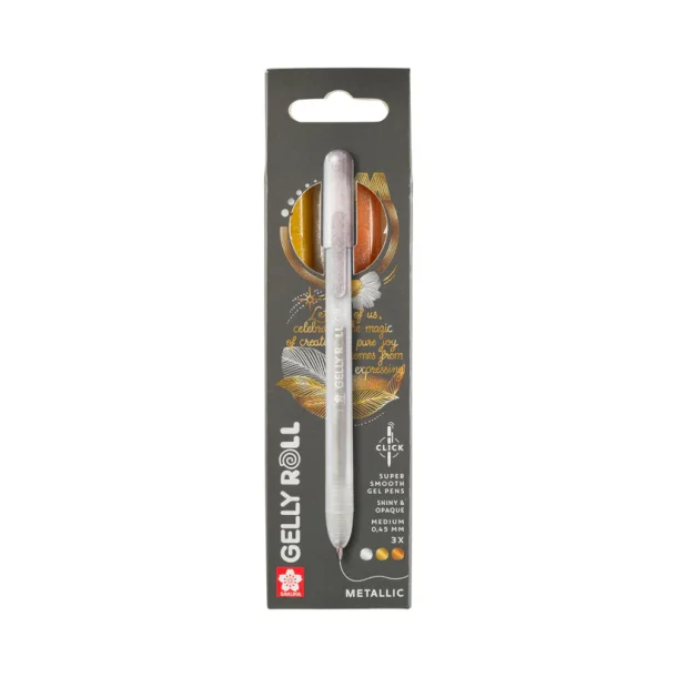 Sakura Gelly Roll Metallic Retractable Gel Pens, 3-Pack Gold-Silver-Copper