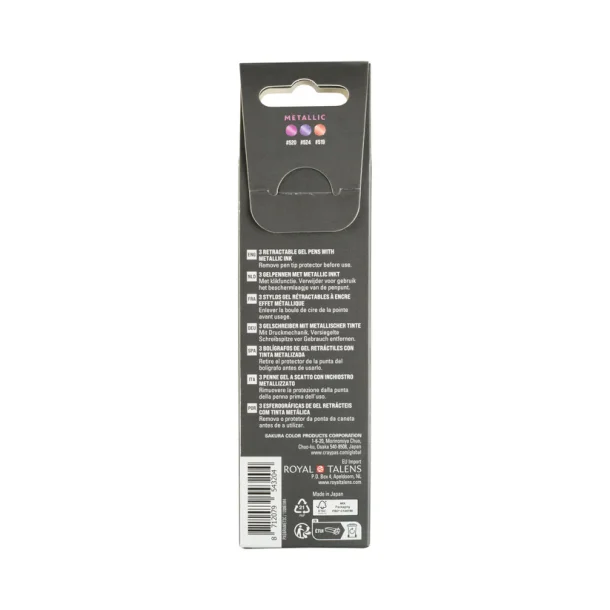 Sakura Gelly Roll Metallic Retractable Gel Pens, 3-Pack Red-Pink-Purple
